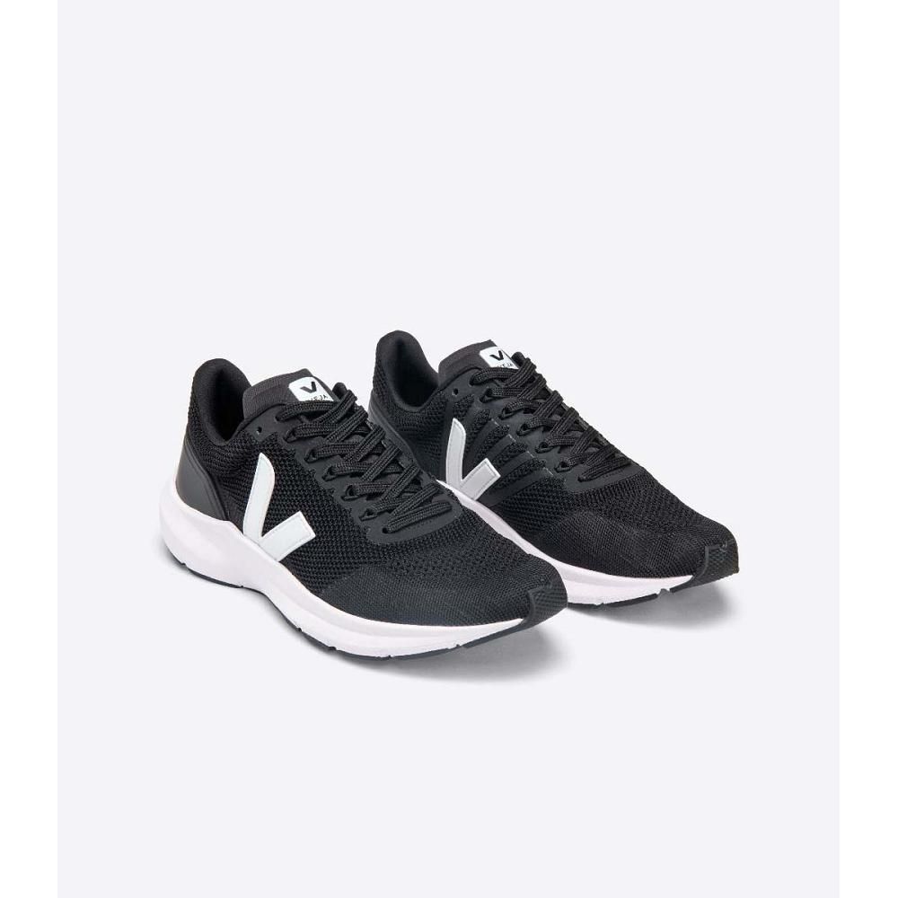 Men's Veja MARLIN V-KNIT Running Shoes Black/White | ZA 141WNB